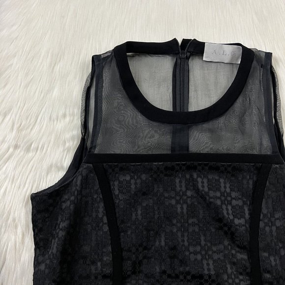 A.L.C. Women's Size 4 Black Sleeveless Zaha Top Sheer Back - Picture 2 of 10